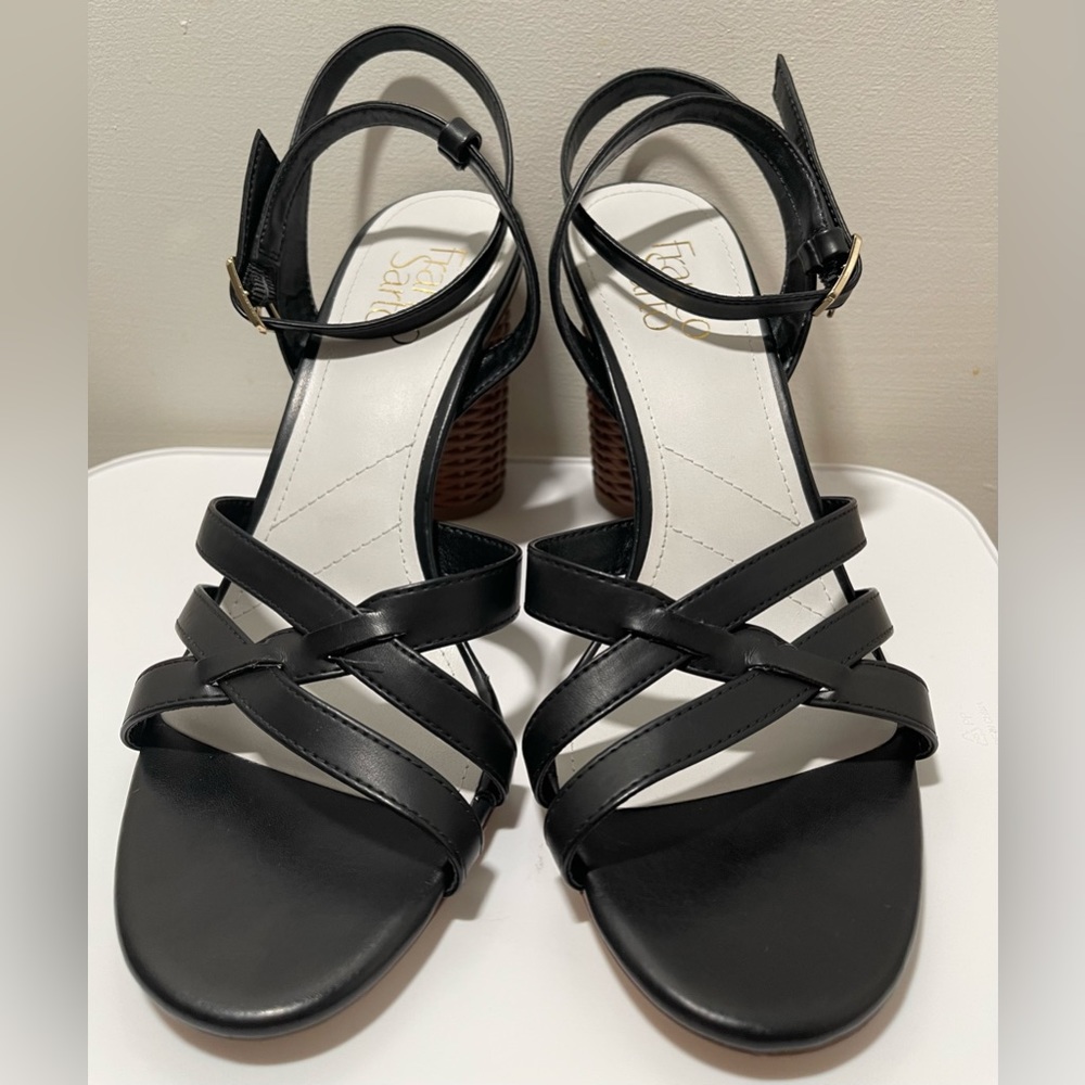 Franco Sarto - Olina 2 Wicker Block Heel Ankle Strap Sandal Women Size 8.5